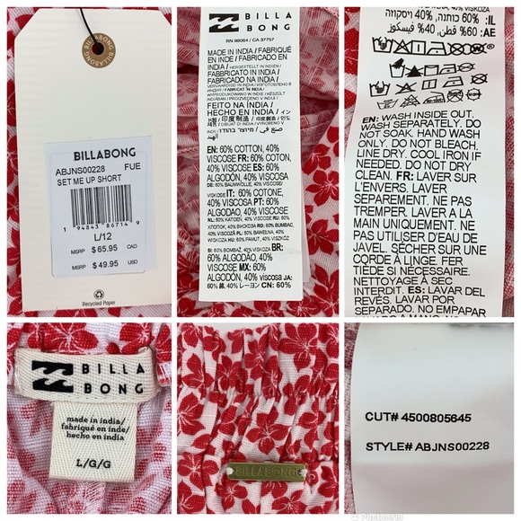 Billabong NWT Fuego Floral Set Me Up Short High-Waisted Pocketed Shorts, Large - Picture 15 of 15